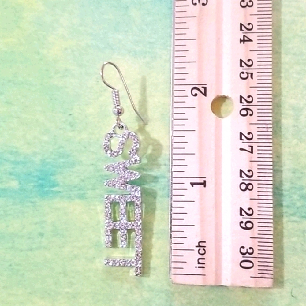 3 for $15 Silver Sweet Rhinestone Earrings - Picture 4 of 4